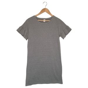 Old Navy Dress Womens XS Shirt Dress Short Ruffle Sleeve Round Neck Heather Gray